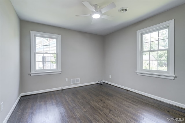9019 Farmington Dr, Henrico, VA 23229 - unfurnished room featuring dark wood-style flooring, baseboards, and ceiling fan