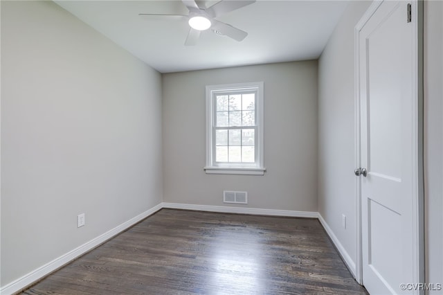 9019 Farmington Dr, Henrico, VA 23229 - spare room with a ceiling fan, dark wood finished floors, and baseboards