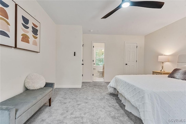 1307 Unison Dr, Chesterfield, VA 23113 - carpeted bedroom featuring baseboards, ensuite bathroom, and ceiling fan