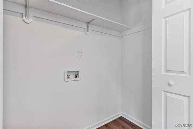 1307 Unison Dr, Chesterfield, VA 23113 - washroom featuring hookup for a washing machine, dark wood-style flooring, and baseboards