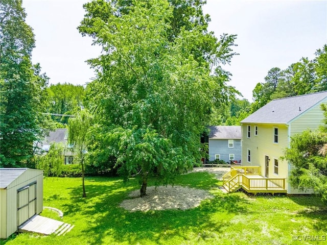 1307 Unison Dr, Chesterfield, VA 23113 - view of grassy yard with a wooden deck and view of scattered trees