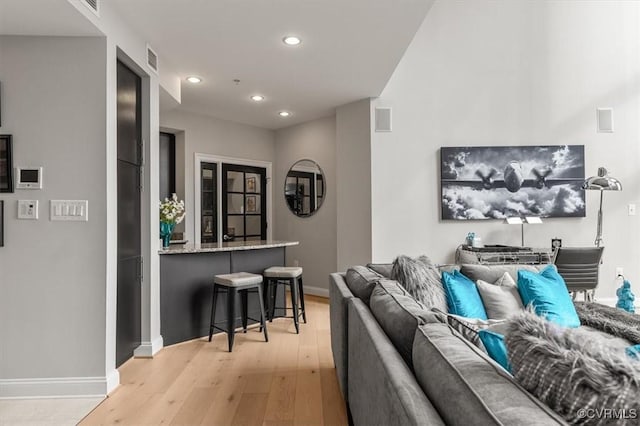 4820 Old Main St Unit 604, Henrico, VA 23231 - living room with light wood-style flooring, recessed lighting, and baseboards