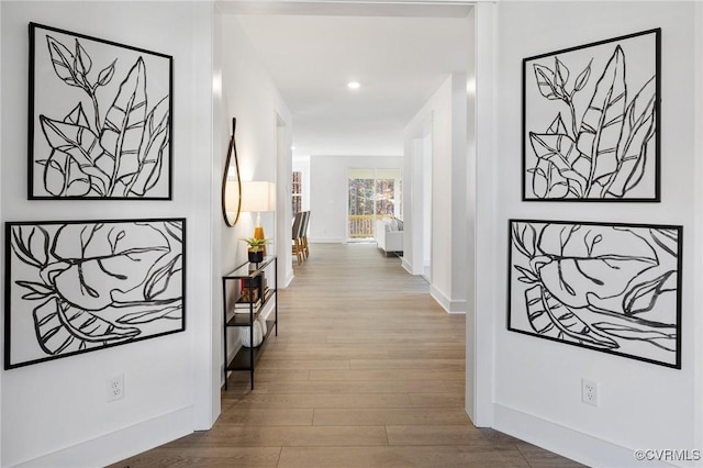 11183 Pinewild Dr, Providence Forge, VA 23140 - hallway featuring wood finished floors, baseboards, and recessed lighting