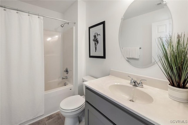 11183 Pinewild Dr, Providence Forge, VA 23140 - bathroom with vanity, shower / bathtub combination with curtain, and toilet