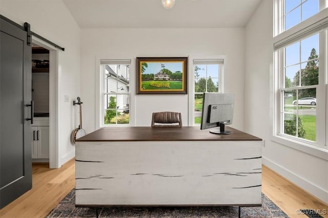 333 Pond View Ln, Goochland, VA 23103 - office with healthy amount of natural light, light wood-type flooring, and a barn door
