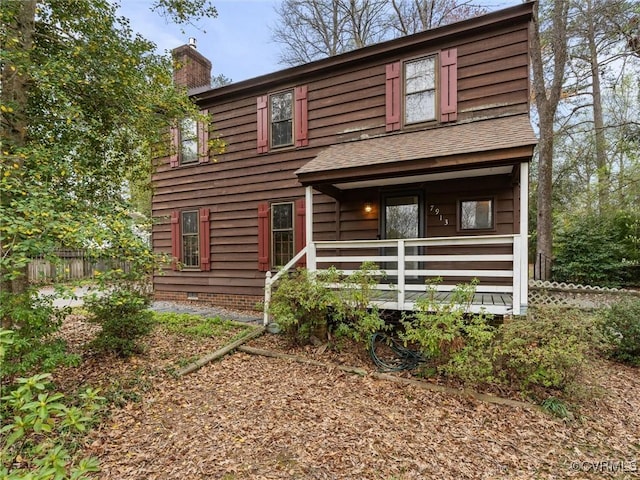 7913 Millvale Rd, Chesterfield, VA 23832 - view of front facade with a chimney, covered porch, and a shingled roof