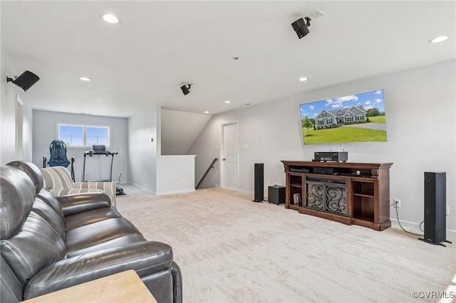 3381 Holywell Cir, Powhatan, VA 23139 - living room with carpet floors, recessed lighting, and baseboards