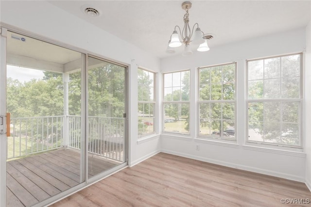 9394 Wind Haven Ct Unit 309, Henrico, VA 23060 - unfurnished sunroom with healthy amount of natural light and a chandelier