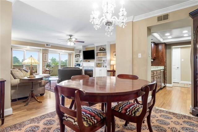 2956 Hathaway Rd Unit 803, Richmond, VA 23225 - dining area featuring ceiling fan, light wood-style floors, baseboards, and ornamental molding