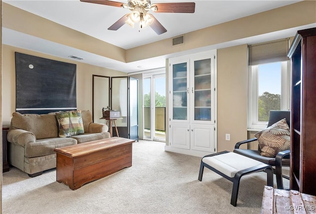 2956 Hathaway Rd Unit 803, Richmond, VA 23225 - living area with light carpet, healthy amount of natural light, and a ceiling fan