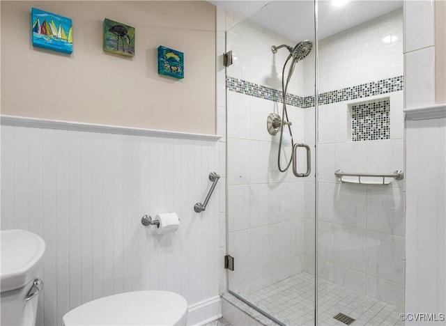 2956 Hathaway Rd Unit 803, Richmond, VA 23225 - full bathroom with toilet, a stall shower, and a wainscoted wall