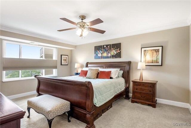 2956 Hathaway Rd Unit 803, Richmond, VA 23225 - carpeted bedroom featuring baseboards, crown molding, and a ceiling fan