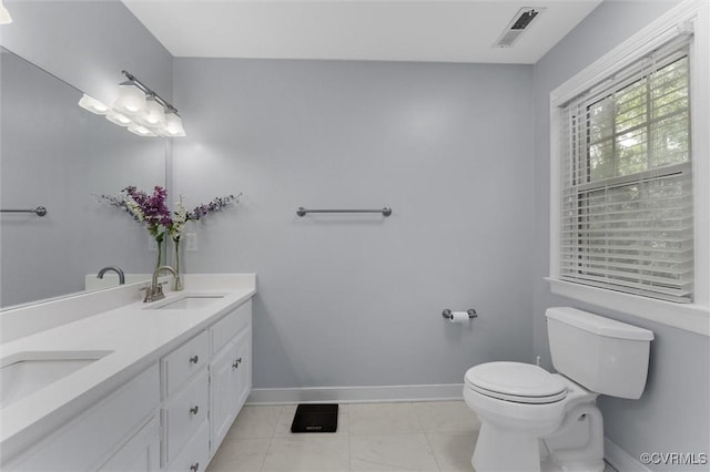 2730 Dalkeith Dr, Henrico, VA 23233 - bathroom featuring toilet, double vanity, and baseboards