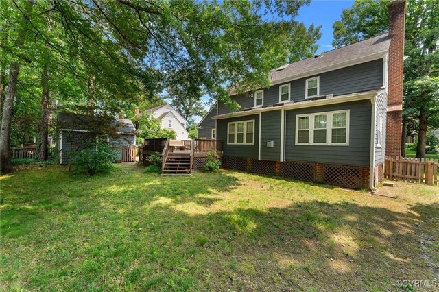2730 Dalkeith Dr, Henrico, VA 23233 - back of property with a chimney and a deck