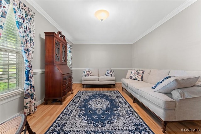 2730 Dalkeith Dr, Henrico, VA 23233 - living room with wood finished floors, crown molding, and baseboards