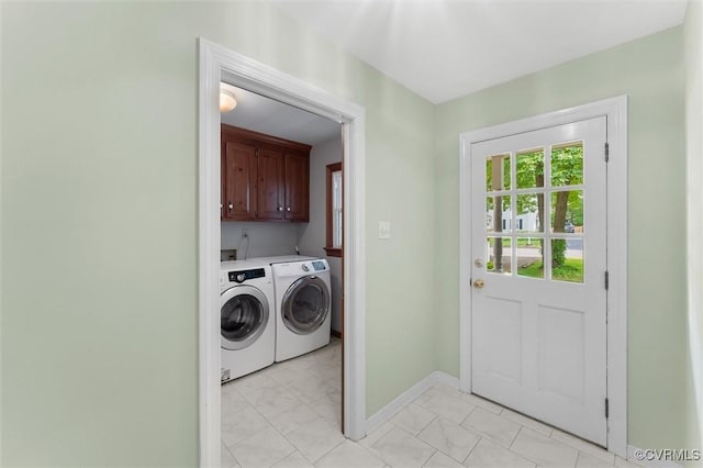 2730 Dalkeith Dr, Henrico, VA 23233 - laundry area featuring washing machine and clothes dryer, baseboards, and light marble finish floors