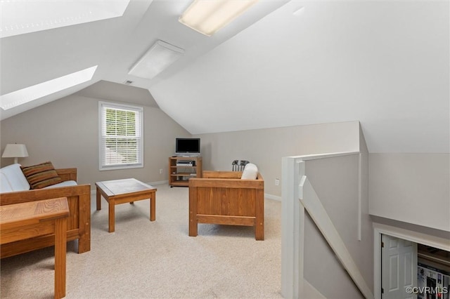 2730 Dalkeith Dr, Henrico, VA 23233 - home office with lofted ceiling, light colored carpet, and a skylight