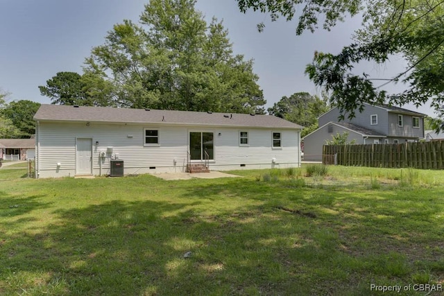 525 Helm Dr, Newport News, VA 23602 - rear view of property featuring entry steps, crawl space, cooling unit, and a patio area