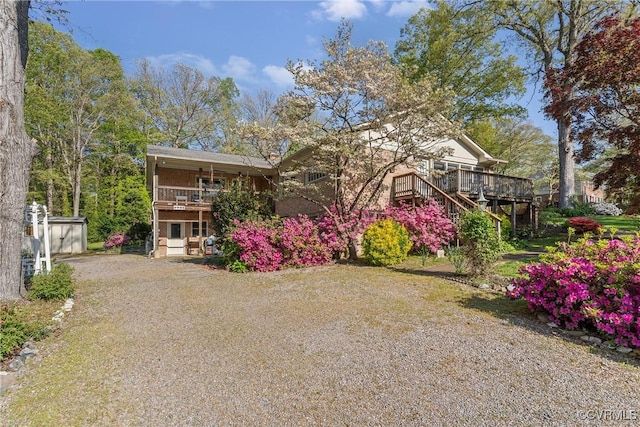 2133 Bloomsherry Dr, Chesterfield, VA 23235 - view of front of home featuring stairs, a wooden deck, and driveway