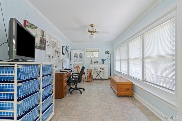 2133 Bloomsherry Dr, Chesterfield, VA 23235 - home office featuring ceiling fan and crown molding