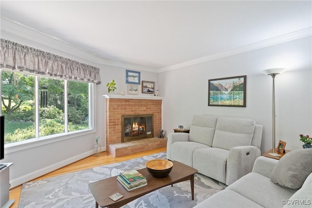 2133 Bloomsherry Dr, Chesterfield, VA 23235 - living room featuring ornamental molding, a fireplace, wood finished floors, and baseboards