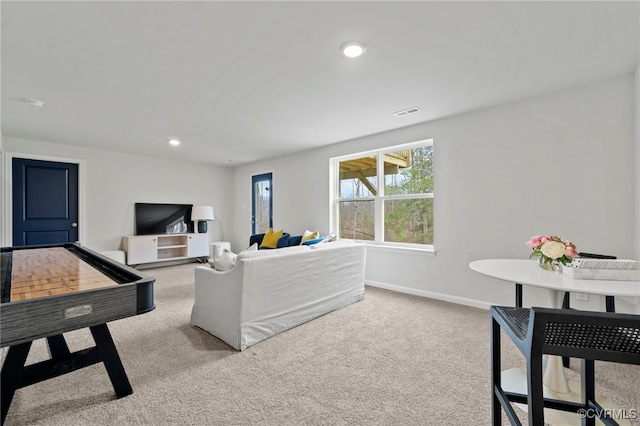 111 Leonard Ct, King William, VA 23009 - carpeted living area featuring baseboards and recessed lighting