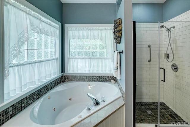 423 Elm Creek Dr, Manakin Sabot, VA 23103 - bathroom with a stall shower and a jetted tub