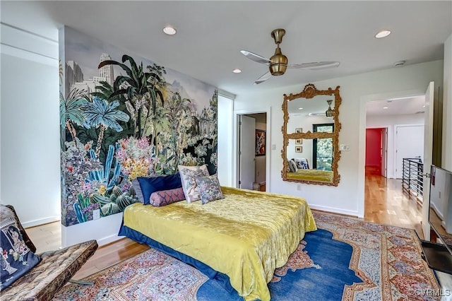 26171/2 Floyd Ave, Richmond, VA 23220 - bedroom featuring wood finished floors, recessed lighting, and a ceiling fan