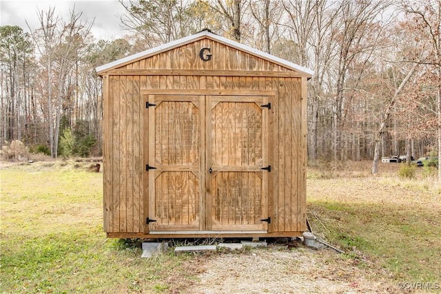 11512 Duncan Rd, Dinwiddie, VA 23805 - view of shed featuring a forest view