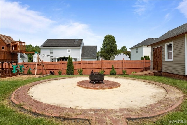 1716 First Colonial Ct, Richmond, VA 23231 - view of yard with a fire pit, a playground, and a patio area