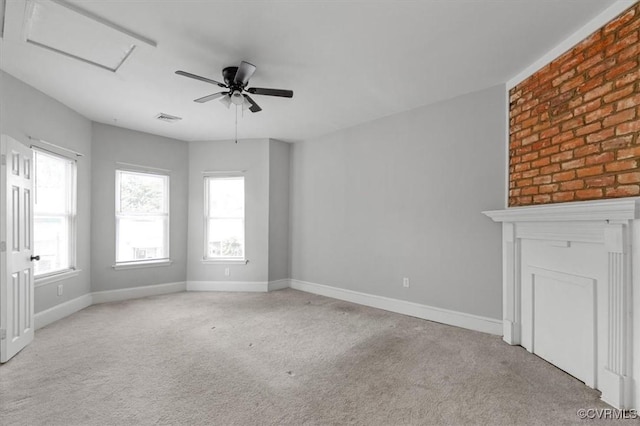 1317 N 22nd St, Richmond, VA 23223 - spare room with light colored carpet, attic access, and a ceiling fan