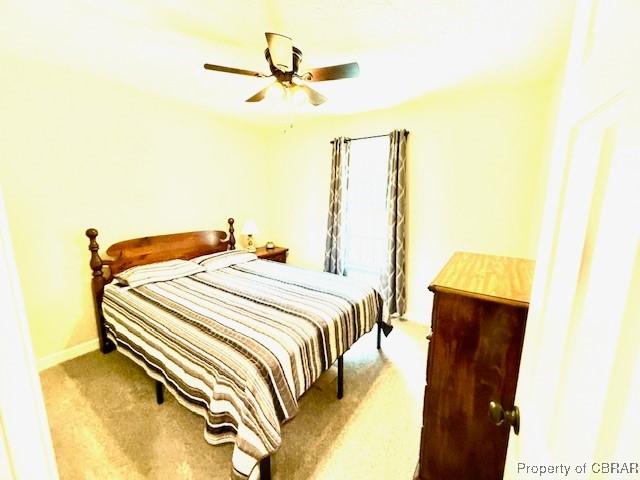 1205 Trimmers Shop Rd, West Point, VA 23181 - bedroom with carpet and a ceiling fan