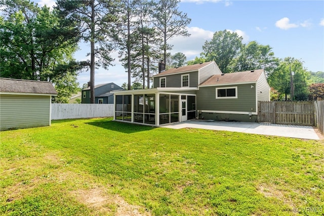 119 Monath Rd, Richmond, VA 23236 - back of house with a sunroom, a patio area, and a fenced backyard