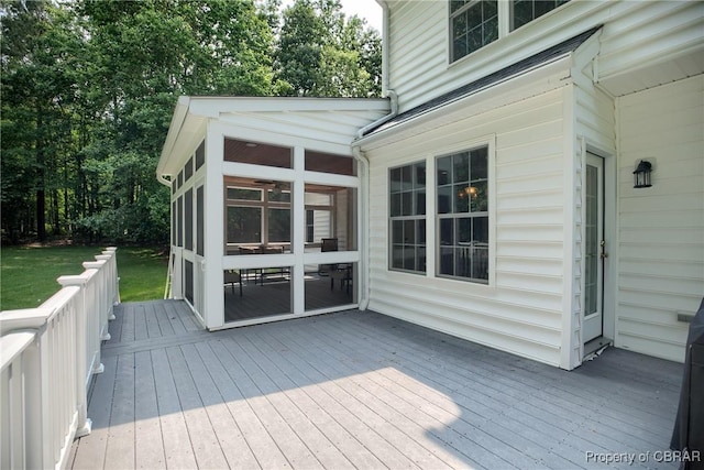 1708 Centennial Dr, Toano, VA 23168 - deck featuring a sunroom