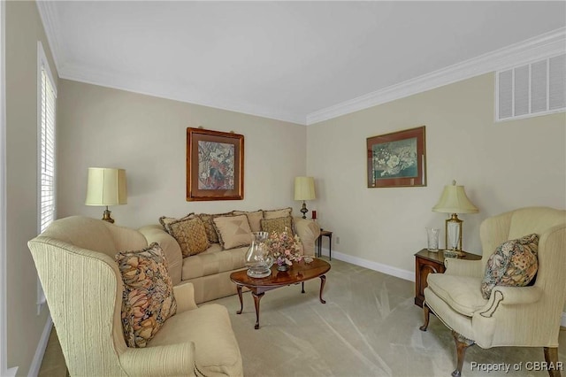 1708 Centennial Dr, Toano, VA 23168 - living area with crown molding and carpet floors