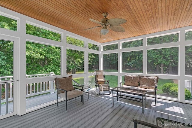 1708 Centennial Dr, Toano, VA 23168 - sunroom / solarium featuring ceiling fan and an outdoor hangout area