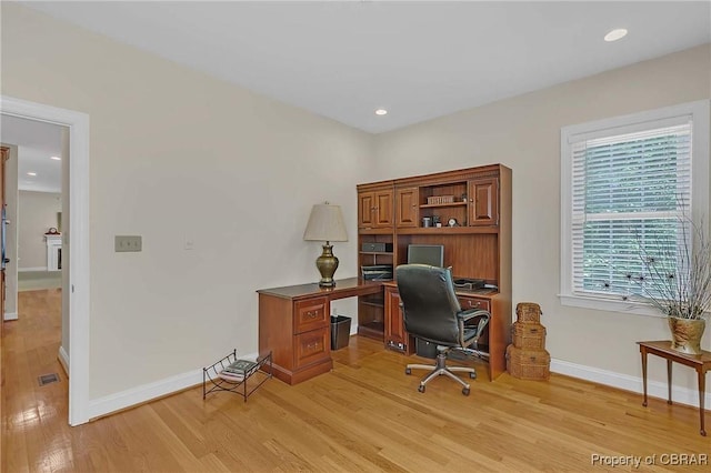 1708 Centennial Dr, Toano, VA 23168 - office area with light wood-style flooring and recessed lighting