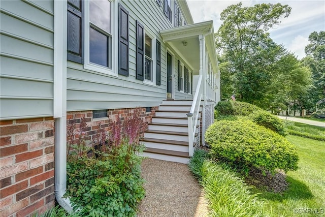 1537 Winbury Dr, Midlothian, VA 23114 - view of home's exterior featuring stairway, crawl space, and a yard