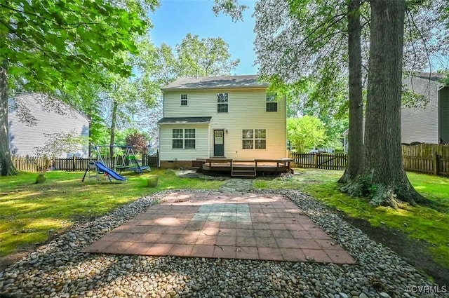 833 Tavern Green Rd, Glen Allen, VA 23060 - back of property with a playground, a patio area, a deck, and crawl space