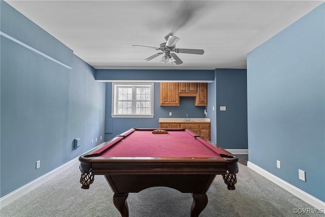12055 Hadden Hall Dr, Chesterfield, VA 23838 - recreation room with carpet flooring, ceiling fan, and billiards table