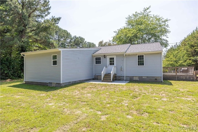 16701 Jolly Rd, Prince George, VA 23842 - back of property featuring crawl space, a deck, and a lawn