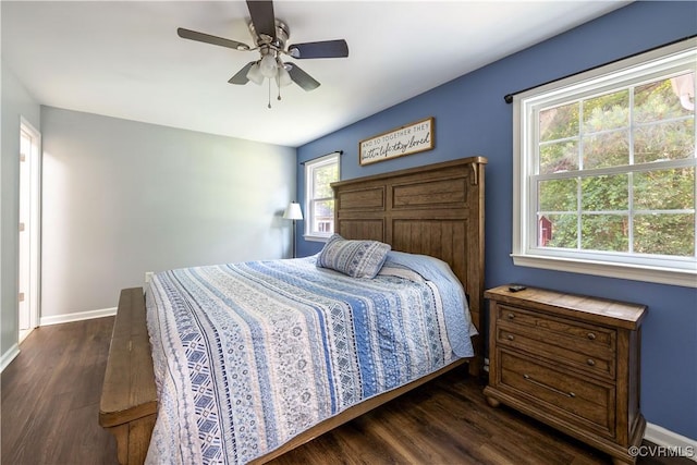 16701 Jolly Rd, Prince George, VA 23842 - bedroom featuring dark wood finished floors, baseboards, and a ceiling fan
