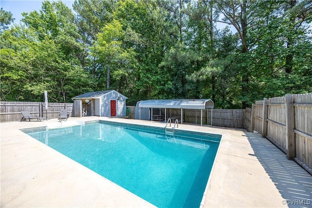 16701 Jolly Rd, Prince George, VA 23842 - view of swimming pool featuring a fenced backyard, a patio, and view of wooded area