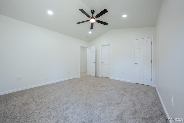 1602 Eden Ave, Henrico, VA 23231 - unfurnished bedroom featuring vaulted ceiling, carpet floors, baseboards, recessed lighting, and a ceiling fan