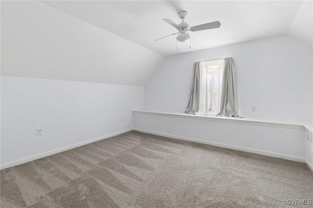 12912 Cottage Mill Pl, Midlothian, VA 23114 - additional living space featuring vaulted ceiling, a ceiling fan, carpet floors, and baseboards
