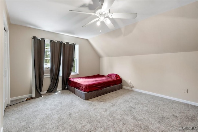 12912 Cottage Mill Pl, Midlothian, VA 23114 - bedroom with carpet floors, lofted ceiling, baseboards, and a ceiling fan