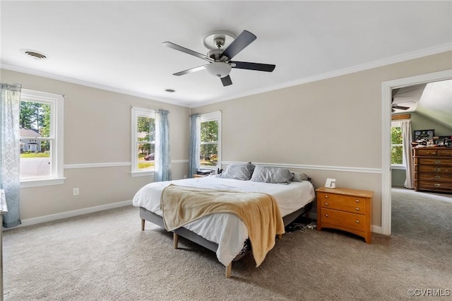 12912 Cottage Mill Pl, Midlothian, VA 23114 - carpeted bedroom with ornamental molding, baseboards, and a ceiling fan