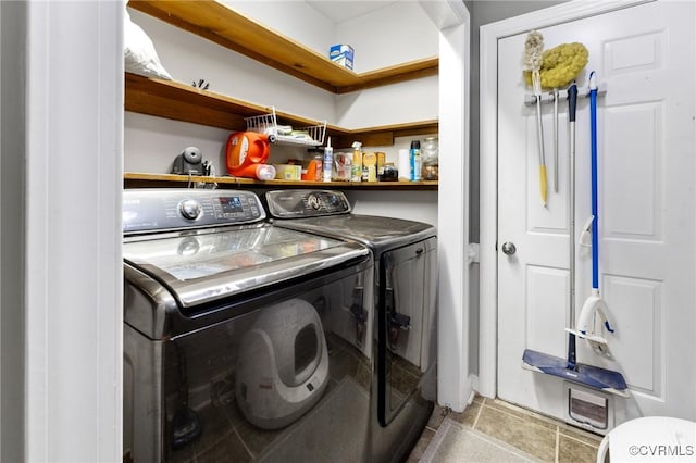 12912 Cottage Mill Pl, Midlothian, VA 23114 - laundry area featuring washing machine and dryer and tile patterned floors
