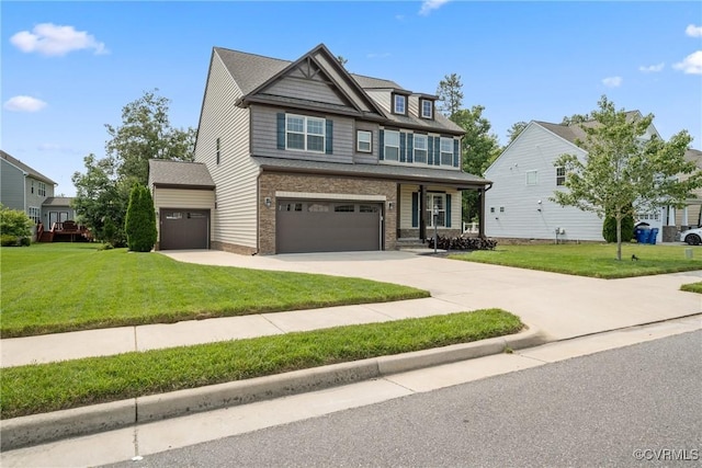 6800 Alabaster Ln, Chesterfield, VA 23234 - view of front of house featuring concrete driveway, a front yard, an attached garage, and brick siding