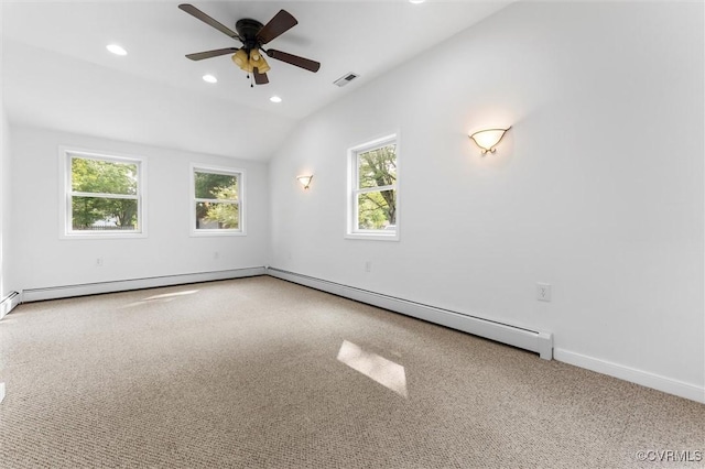 602 Trellis Ln, Henrico, VA 23075 - spare room with vaulted ceiling, healthy amount of natural light, carpet, ceiling fan, and baseboards